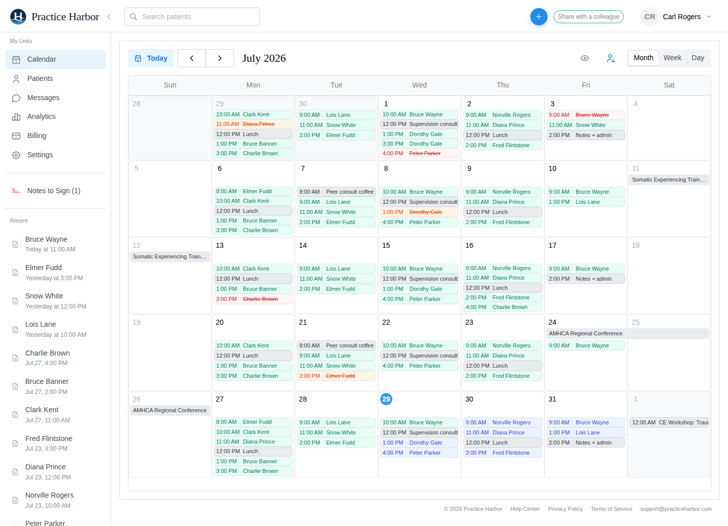 A full month on the Practice Harbor calendar